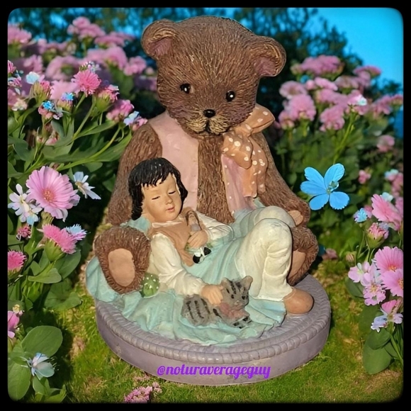 🎇🎉🎇 VINTAGE BOYD'S BEARS ??  Resin Sculpture  MAMA Holding SLEEPING GIRL - Picture 3 of 14